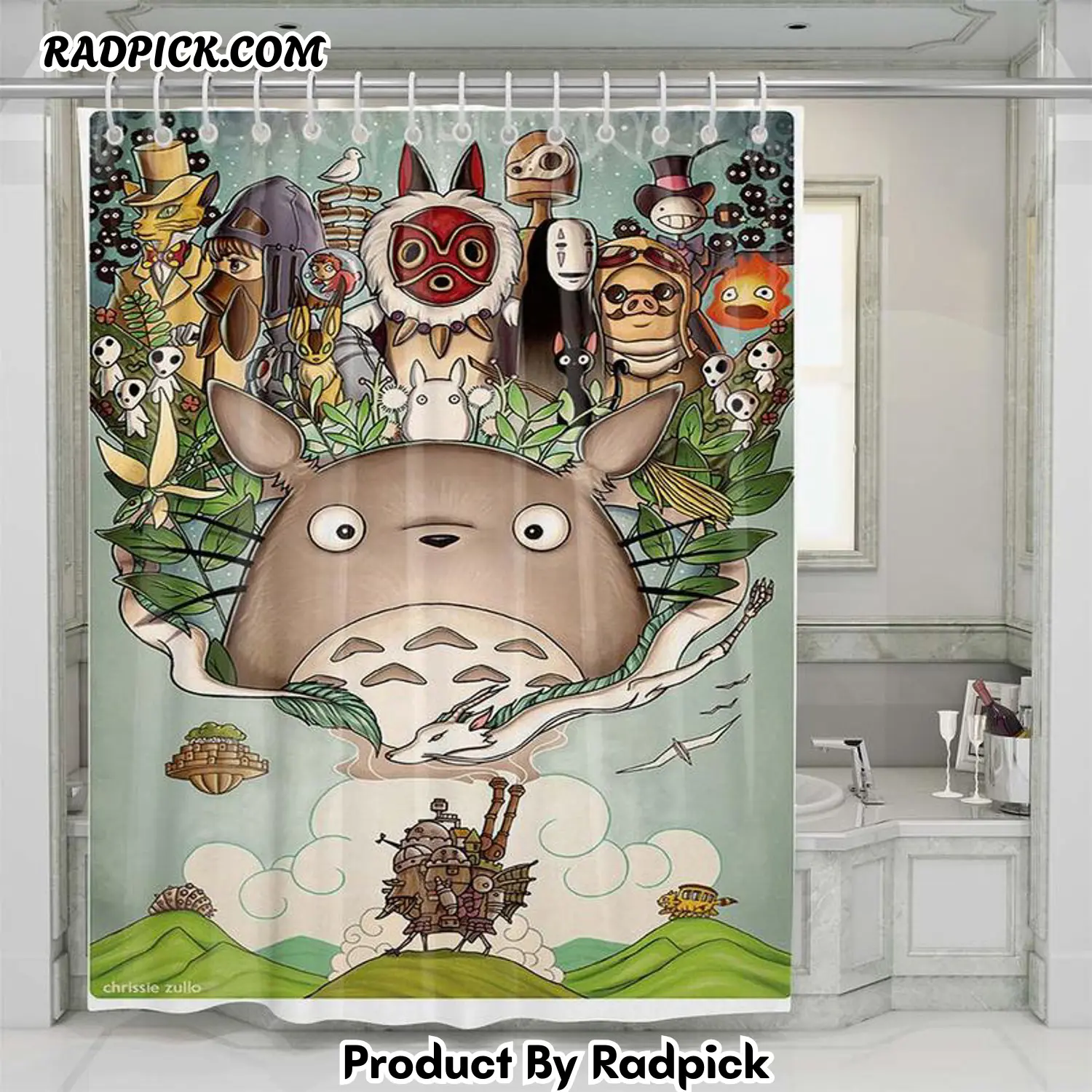 Totoro mononoke shower curtain set bathroom set for bathroom decor best gift for friends rp38760